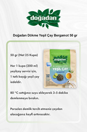 Doğadan Dökme Yeşil Çay Bergamot 50 gr7 AL 6 ÖDE ve Kupa Hediyeli