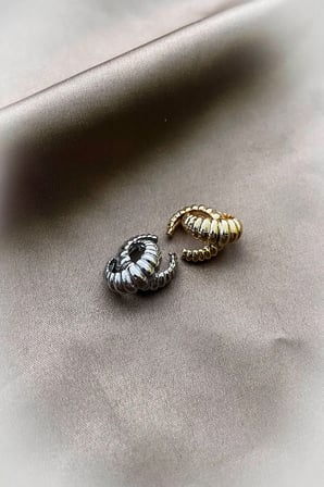 Çift (2 adet) Bombeli Kruvasan Kıkırdak Küpe Ear Cuff