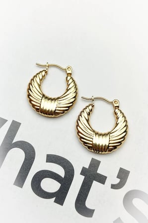 Gold Renk Kabartma Desen Halka Küpe