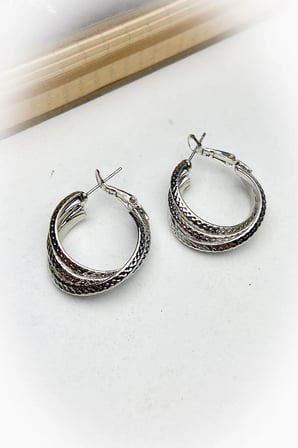 Silver Renk Oval Desenli Kaplama Küpe