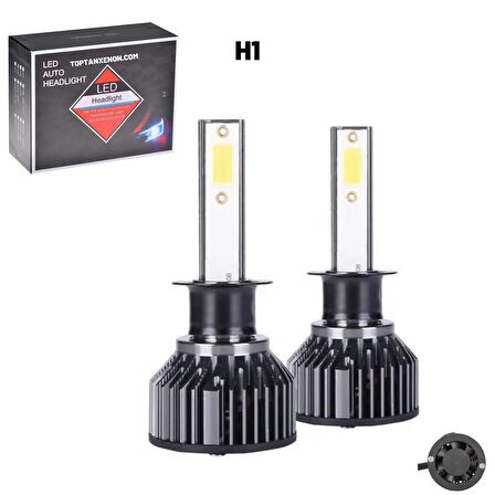 H1 Mini/slim Şimşek LED Xenon Far Ampul 12.000LM 6.500K Beyaz Renk, Fan Soğutuculu