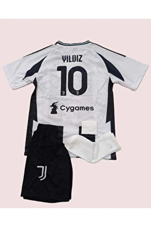 Yenteks Juventus Kenan Yıldız Çocuk Forma Takımı 4'lü Set Çorap+Bileklik Hediyeli