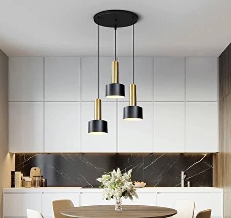 Rsylight Retro Metal Rustik Siyah 3 Lü Dekoratif Sarkıt Avize Çap:30 Cm