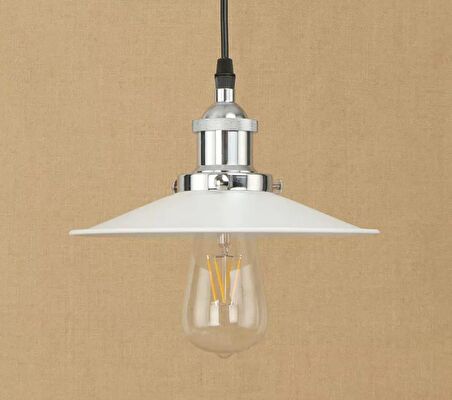 Rsylight Retro Metal Beyaz Dekoratif Rustik Kafe Mutfak Sarkıt Avize çap 23 cm