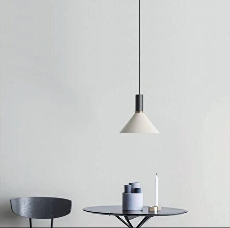 Rsylight Retro Beyaz/Siyah Metal Dekoratif Tekli Kafe Mutfak Aydınlatma Avize Çap:30 cm