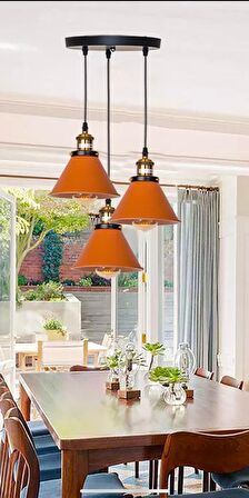 Rsylight Retro Dekoratif 3 lü Bakır Rustik Metal Sarkıt Avize 30 Cm