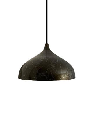 Rsylight Retro Kahve Mermer Desenli Dekoratif Tekli Rustik Metal Sarkıt Avize 43 Cm 