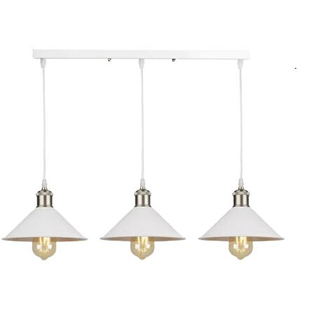 Rsylight Retro Dekoratif 3 lü Beyaz Rustik Metal Sarkıt Avize 60 Cm 