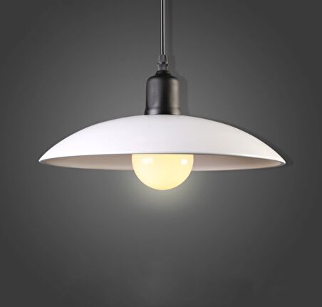 Rsylight Metal Siyah Beyaz Retro Dekoratif Kafe Mutfak Sarkıt Avize Çap 30 cm