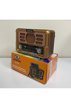 Everton Rt-671 Usb Bt Radyo Nostajık Solar Paneli Müzik Çalar