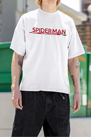 Spider-Man Homecoming Filmi Baskılı Unisex Tişört, Oversize Marvel Tişört