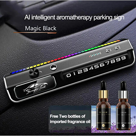 Ozmik Akıllı araç parfüm sprey aromaterapi ve cep numarası geçici park işareti  RGB renkli müzik 