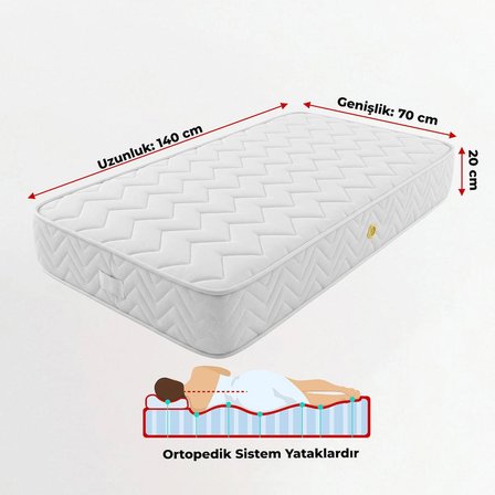 Ratemo Lüx Ortopedik Bebek Yatağı | 70x140x20 cm | Ekstra Kalın Konfor Pedli & Full Destek