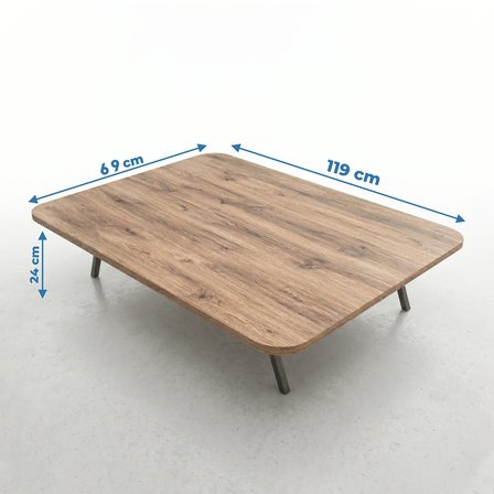 Ahşap Renk Oval Kenarlı Katlanabilir Yer Sofrası ve Yemek Masası 119x69 cm – Metal Ayaklı 6 Kişilik Masa