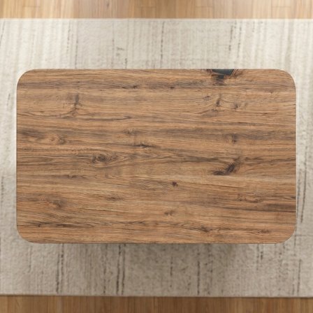 Ahşap Renk Oval Kenarlı Katlanabilir Yer Sofrası ve Yemek Masası 119x69 cm – Metal Ayaklı 6 Kişilik Masa