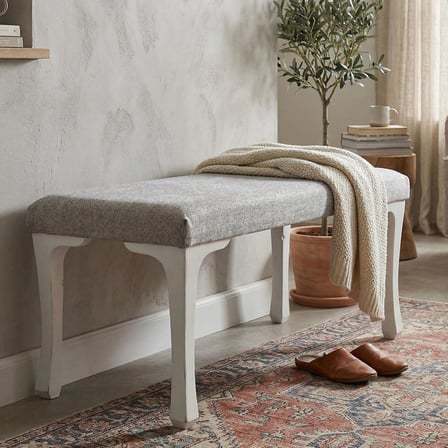 Ratemo Dekoratif Puf Bench Oturma Bankı – Döşemelik Kumaşlı Antre & Yatak Ucu Bench 80x40x45 cm