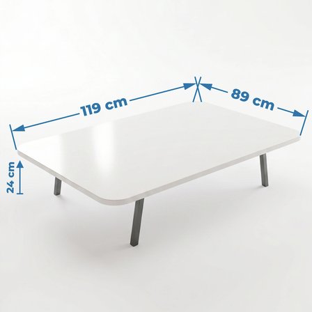 Beyaz Oval Kenar Yer Sofrası, 6 Kişilik Beyaz Masa, Metal Ayaklı Modern Yemek Masası 119x89 cm