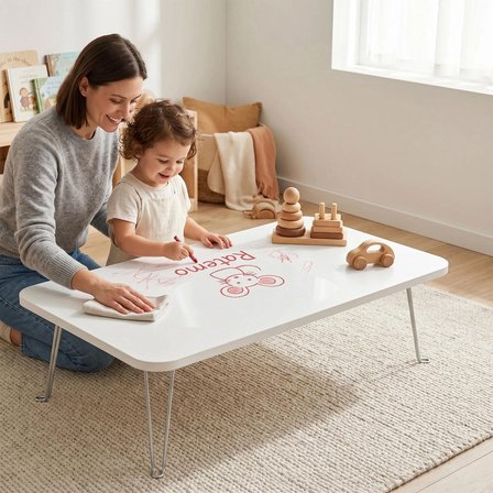 Montessori Aktivite Masası 90x50 cm Katlanır Ayaklı – Çocuk Oyun, Yemek ve Etkinlik Masası