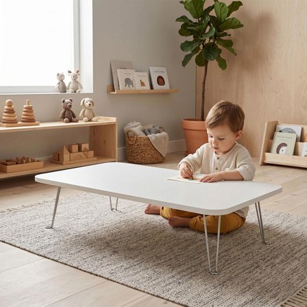 Montessori Aktivite Masası 90x50 cm Katlanır Ayaklı – Çocuk Oyun, Yemek ve Etkinlik Masası