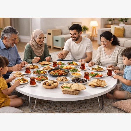 Ratemo Parlak Beyaz Katlanır Yer Sofrası 100 cm - Modern Yuvarlak Yer Masası, Çocuk Oyun Masası ve Sehpa