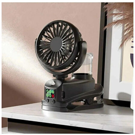 Ozmik Şarjlı Mandallı Fan Masaüstü Vantilatör Su Spray Püskürtmeli Serinletici Mini Klima