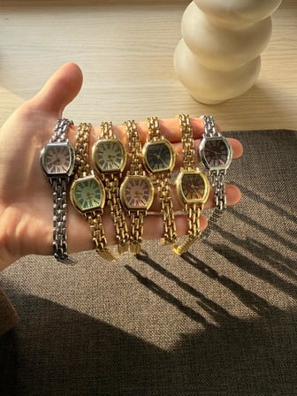Retro Minimal Metal Kordon Vintage Kadın Kol Saati İçi Pembe