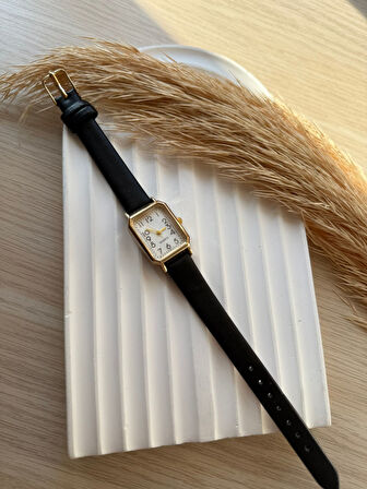 Retro Minimal Deri Kordon Vintage Kadın Kol Saati Dikdörtgen Kasa