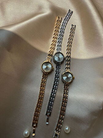 Retro Minimal Hasır Kordon Vintage Kadın Kol Saati Yuvarlak