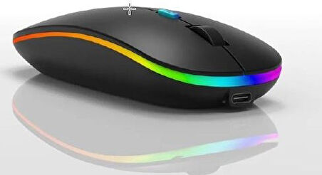 Kablosuz Rgb Ledli Şarjlı 2.4ghz Wireless Mouse Siyah