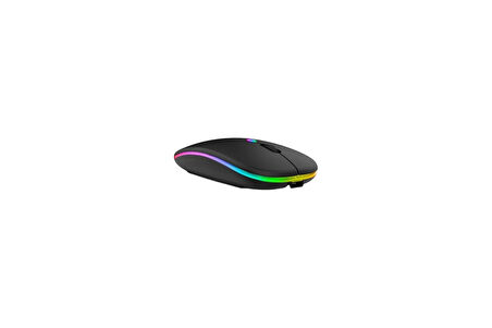 Gökkuşağı Kablosuz Rgb Ledli Şarjlı 2.4ghz Wireless Mouse Siyah