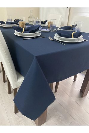 Zeren Home Elite Masa Örtüsü + Runner Takım Sıvı ve Lekeye Dayanıklı Lacivert