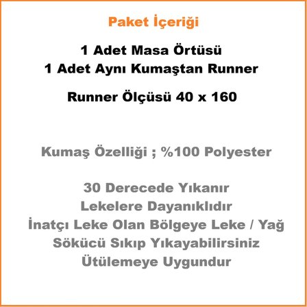 Zeren Home Elite Masa Örtüsü + Runner Takım | Lekeye Dayanıklı Simli Lacivert