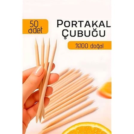 Profesyonel 50’Li Portakal Çubuğu Seti - 11.5 Cm Manikür & Pedikür Et İtici Ve Tırnak Temizleme Seti