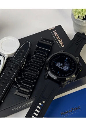 RW 46 Large Amoled Sport Watch With Torch Black Edition Wireless Charge 3 Strap Premium Series