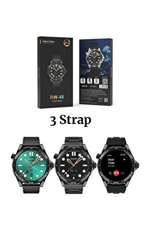 RW 48 Classic Series Amoled Ekran Watch With 3 Strap