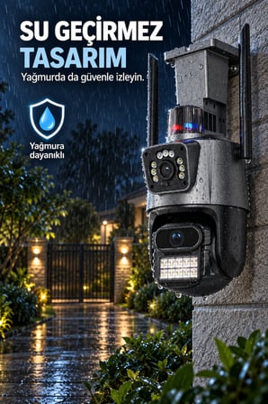 2 Kameralı WİFİ İle Çalışan Adaptörlü Gece Görüşlü 8MP Yüksek Kaliteli Hareket Algılamalı Uzaktan Kontrol Edilebilen Güvenlik Kamerası