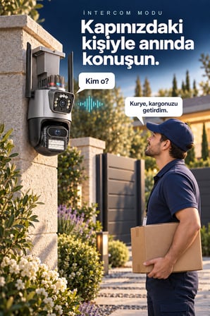 2 Kameralı WİFİ İle Çalışan Adaptörlü Gece Görüşlü 8MP Yüksek Kaliteli Hareket Algılamalı Uzaktan Kontrol Edilebilen Güvenlik Kamerası
