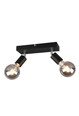 Rsylight Retro Metal Modern Spor 2 li Mafsallı Siyah Spot Avize