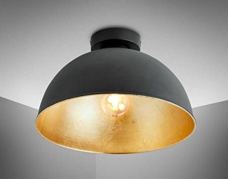 Rsylight Retro Metal Dekoratif Rustik Siyah Tavan Plofyoner Avize Çap 30 cm