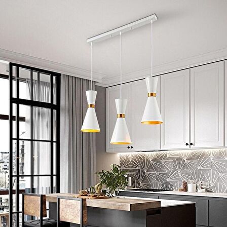 Rsylight Retro Metal  Masa Üstü Dekoratif Rustik 3 lü Vintage Avize 60 cm