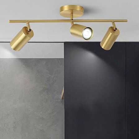 Rsylight Metal Modern 3 LÜ Eskitme Kaplama Mafsallı Led Spot Avize Beyaz Ampullü 