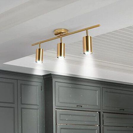 Rsylight Metal Modern 3 LÜ Eskitme Kaplama Mafsallı Led Spot Avize Günışığı Ampullü