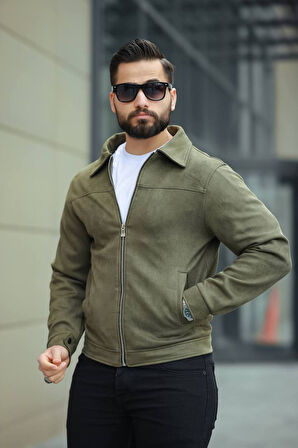 Basic Old Money Polo Yaka Astarlı Süet Ceket