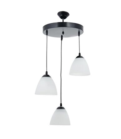 Rys Retro Metal Opal camlı 3 lü Dekoratif Modern Sarkıt Avize Çap:30 cm