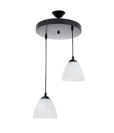 Rys Retro Metal 2 li Opal Camlı Modern Sarkıt Avize Çap:30 cm