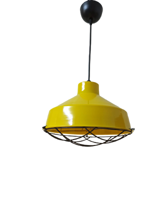 Rys Retro Metal Sarı Kafesli Dekoratif Tekli Kafe Mutfak Aydınlatma Avize Çap:30 cm