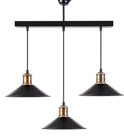 Rys Retro Masa Üstü Sıralı Dekoratif 3 lü Rustik Sarkıt Avize en:60 cm