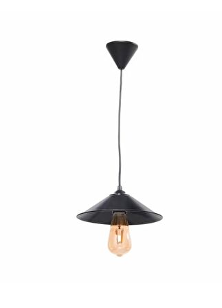 Retro Metal Sarkıt Avize Rustik Tekli Sarkıt Siyah 23 cm
