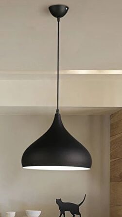 Rys Retro Metal Dekoratif Rustik Kafe Mutfak Aydınlatma  Siyah Tekli Sarkıt Avize Çap:43 cm