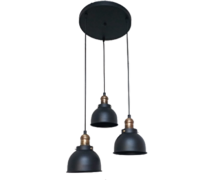 Retro Metal Dekoratif 3 Lü Siyah Rustik Avize çap:30 cm